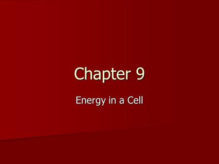 Chapter 9 Energy in a Cell. 9.1 Energy for Organisms All organisms require energy All organisms require energy –The energy source for everything on earth.