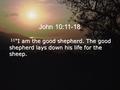 John 10:11-18 11 I am the good shepherd. The good shepherd lays down his life for the sheep.