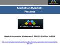 MarketsandMarkets Presents Medical Automation Market worth $66,920.5 Million by 2018