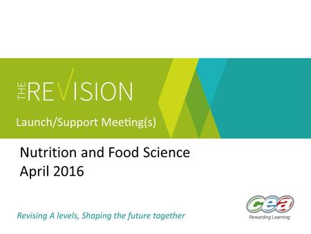 Nutrition and Food Science April 2016. Agenda Introduction and welcome New Specification Specification Assessment Materials (SAMs) Support Plenary and.