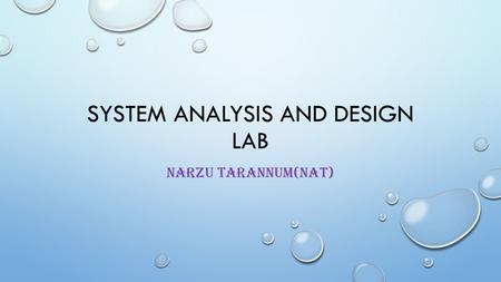 SYSTEM ANALYSIS AND DESIGN LAB NARZU TARANNUM(NAT)