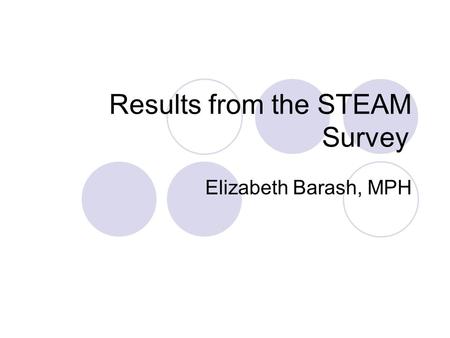 Results from the STEAM Survey Elizabeth Barash, MPH.