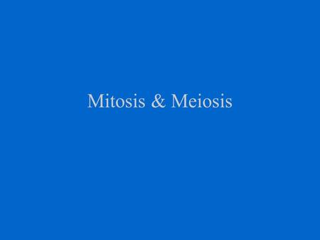 Mitosis & Meiosis.