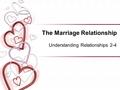 The Marriage Relationship Understanding Relationships 2-4.
