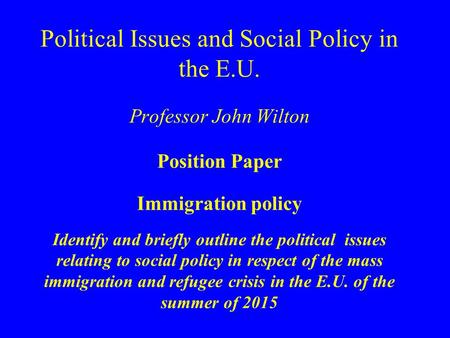 Essay/Term paper: The immigration problem