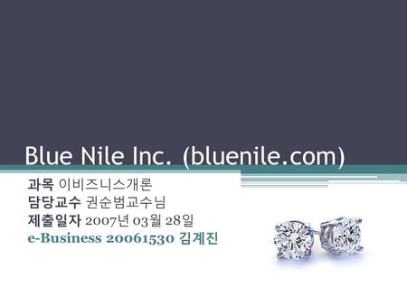 Blue Nile Inc. (bluenile.com) 과목 이비즈니스개론 담당교수 권순범교수님 제출일자 2007 년 03 월 28 일 e-Business 20061530 김계진.