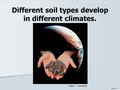 Different soil types develop in different climates. Soils-4-1 Image: T. Loynachan.
