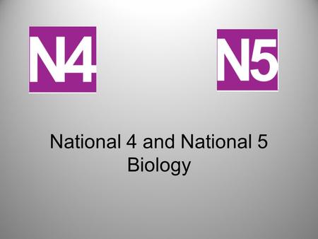 National 4 and National 5 Biology. Assessment Arrangements The Biology course consists of 3 units: Life On Earth Cell Biology Multicellular Organisms.
