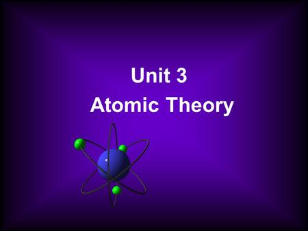 Unit 3 Atomic Theory. Important terms to know Atoms – The fundamental unit of which elements are composed. Element – A substance that cannot be decomposed.