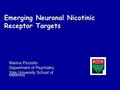 Emerging Neuronal Nicotinic Receptor Targets Marina Picciotto Department of Psychiatry Yale University School of Medicine.