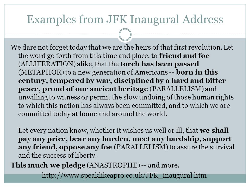 john f kennedy inaugural speech purpose