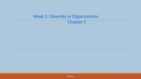 Week 2: Diversity in Organizations Chapter 2
