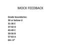 MOCK FEEDBACK Grade boundaries: 30 or below-U 31-36 E 37-42 D 43-49 C 50-56 B 57-63 A 64+ A*