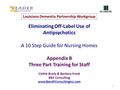 1 Louisiana Dementia Partnership Workgroup Eliminating Off-Label Use of Antipsychotics A 10 Step Guide for Nursing Homes Appendix B Three Part Training.