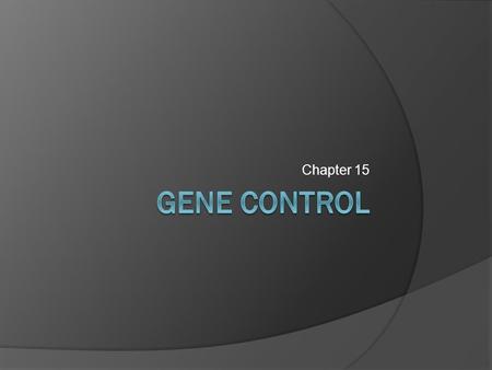Chapter 15. I. Prokaryotic Gene Control  A. Conserves Energy and Resources by  1. only activating proteins when necessary  a. don’t make tryptophan.