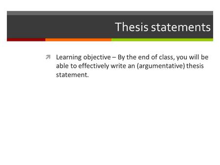 Thesis claim statement