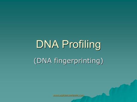 DNA Profiling (DNA fingerprinting) www.assignmentpoint.com.