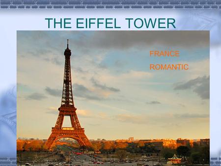 THE EIFFEL TOWER FRANCE ROMANTIC. WATERFALLS ARC DE TRIOMPH THE ARC OF TRIUMPH.