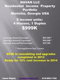 NAVAN LLC Residential Income Property Portfolio Marietta, Georgia USA Average Annual Income:$69,500 * Average Annual Expenses:$44,000 * Average Annual.