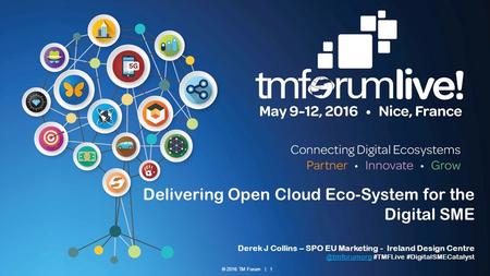 Delivering Open Cloud Eco-System for the Digital SME Derek J Collins – SPO EU Marketing - Ireland Design Centre @tmforumorg #TMFLive #DigitalSMECatalyst.