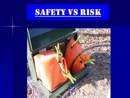 SAFETY VS RISK. ATTITUDE It’s really all about how you look at the risks associated with your job. It’s really all about how you look at the risks associated.