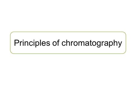 Principles of chromatography