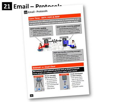 Email – Protocols 21 Email – Protocols 21. Email – Protocols 21 Now we’ll move on to more technical aspects of email This means email protocols Remember.