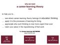 Why we need a career-learning theory now DVT 16 career learning uploaded 17/10/2012 blog at:  to help you to… … see where career-learning.