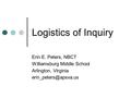Logistics of Inquiry Erin E. Peters, NBCT Williamsburg Middle School Arlington, Virginia