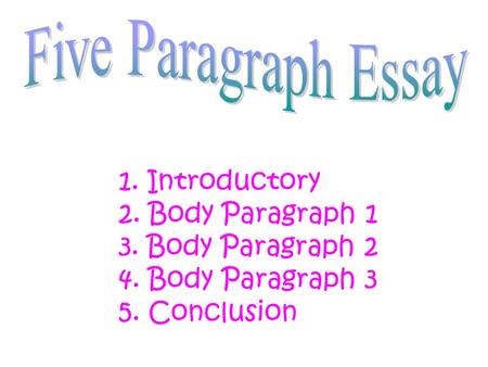 1. Introductory 2. Body Paragraph 1 3. Body Paragraph 2 4. Body Paragraph 3 5. Conclusion.