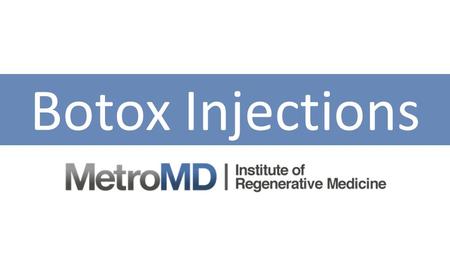 Botox Injections. MetroMD Institute of Regenerative Medicine Botox Injections What is botox? How does botox work? Botox is a drug made from a neurotoxin.