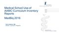 Medical School Use of AAMC Curriculum Inventory Reports MedBiq 2016 Terri Cameron, MA Director, Curriculum Programs.