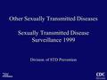 Other Sexually Transmitted Diseases Sexually Transmitted Disease Surveillance 1999 Division of STD Prevention.