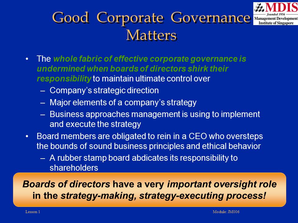 Improving Business Behaviour Why We Need Corporate Governance Oecd