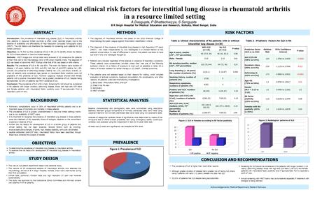 Prevalence and clinical risk factors for interstitial lung disease in rheumatoid arthritis in a resource limited setting A Dasgupta, P Bhattacharyya, S.