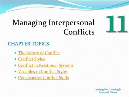 Managing Conflict in Interpersonal Relationship at Workplace