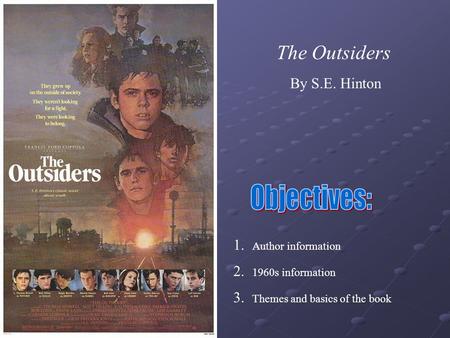 Objectives: The Outsiders By S.E. Hinton Author information