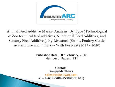Animal Feed Additive Market Analysis: By Type (Technological & Zoo technical feed additives, Nutritional Feed Additives, and Sensory Feed Additives), By.