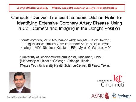 Journal of Nuclear Cardiology | Official Journal of the American Society of Nuclear Cardiology Computer Derived Transient Ischemic Dilation Ratio for.