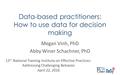 Data-based practitioners: How to use data for decision making Megan Vinh, PhD Abby Winer Schachner, PhD 13 th National Training Institute on Effective.