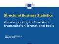 ESTP course, SBS module 13 March 2013 Structural Business Statistics Data reporting to Eurostat, transmission format and tools.