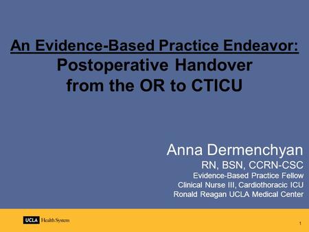 An Evidence-Based Practice Endeavor: Postoperative Handover