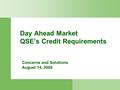 Day Ahead Market QSE’s Credit Requirements Concerns and Solutions August 14, 2008.