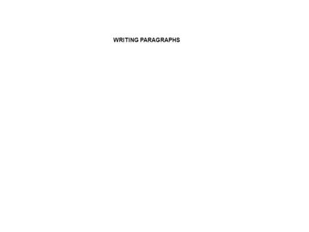 WRITING PARAGRAPHS. Organization page 96 Paragraph a paragraph is a group of sentences that develops and idea. A good paragraph presents info in a logical.