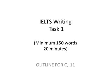 IELTS Writing Task 1 (Minimum 150 words 20 minutes) OUTLINE FOR Q. 11.