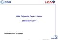 HMA 23 Feb 2011 – Slide 1 Daniele Marchionni TELESPAZIO HMA Follow On Task 4 - Order 23 February 2011.