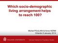 Which socio-demographic living arrangement helps to reach 100? Michel POULAIN & Anne HERM Orlando 8 January 2014.