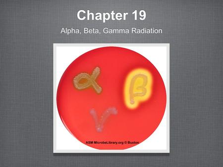 Alpha, Beta, Gamma Radiation