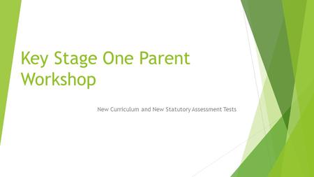 Key Stage One Parent Workshop New Curriculum and New Statutory Assessment Tests.