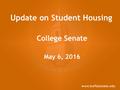 Update on Student Housing College Senate May 6, 2016.